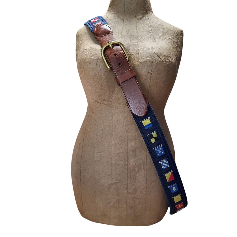 Leather Man Ltd. Nautical Maritime Signal Belt Made in Essex, Ct Leather Size 40